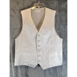 Santana Mens Vest Large White‎ Paisley Formal Wedding Party Prom